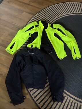 High-Visibility Neon Yellow motorcycle Jacket with Black Panels- padded elbows